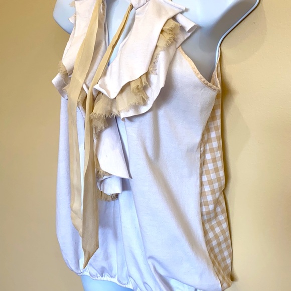 ANTHROPOLOGIE ONE SEPTEMBER Gingham Ruffle Tops M - Picture 4 of 10